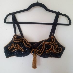 3pc Black & Gold Belly Dance Costume